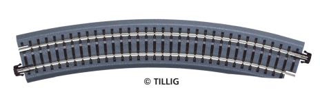 Tillig 83783 - Bettungsgleis braun, BR 11-32kre: Gebogenes Pass-Stück, rechts, R 396 mm/30° (TT, H0m)